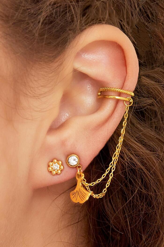 Stainless steel ear cuff with chain and charm Gold Picture2